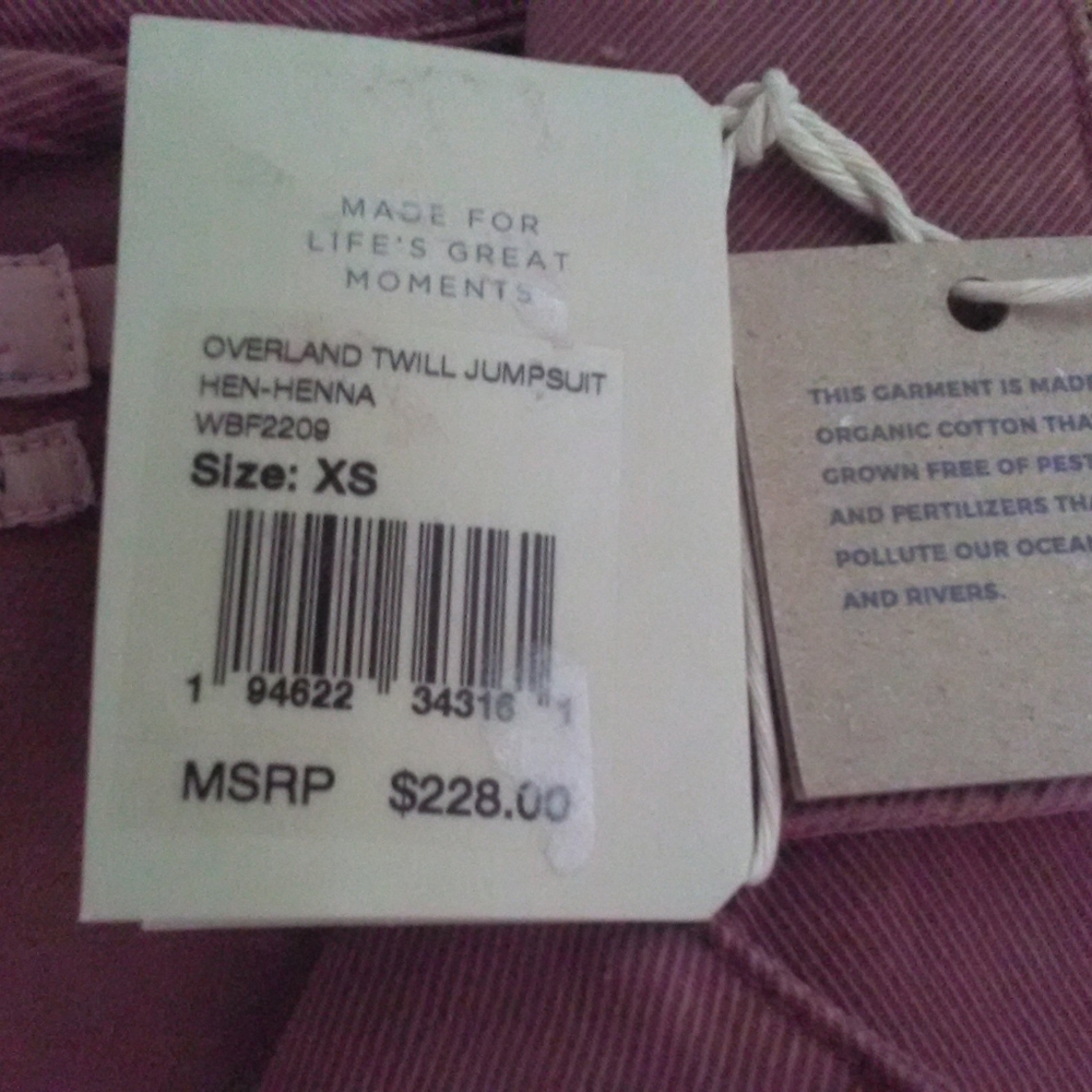 BNWT ORGANIC DENIM JUMPSUIT BY FAHERTY DYED MAROON ZIP/ BUTTON (XS & M AVAIL.) - Picture 9 of 14